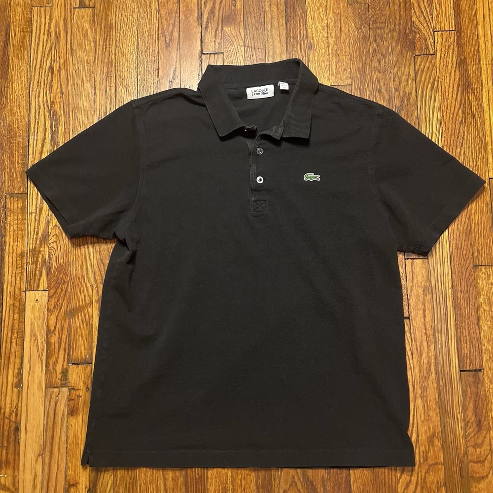 Lacoste Sport Polo Size 6  XL Black Cotton